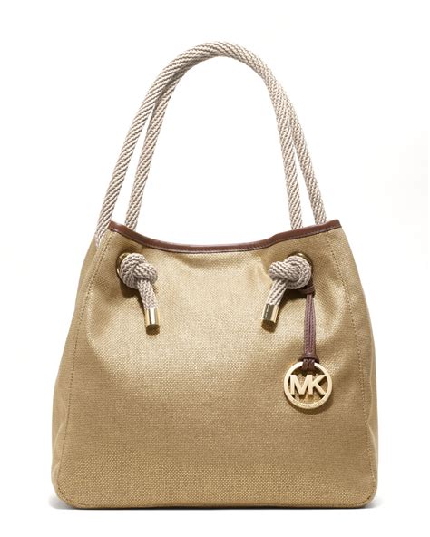 michael kors marina canvas gold anchor grab bag tote handbag|Michael Kors Marina Tote Bags for Women for sale .